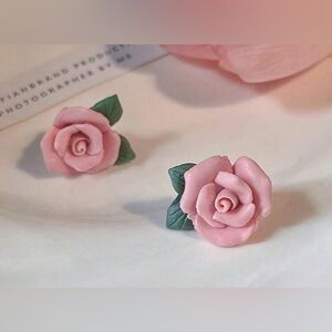 Resin Rose Stud Earrings